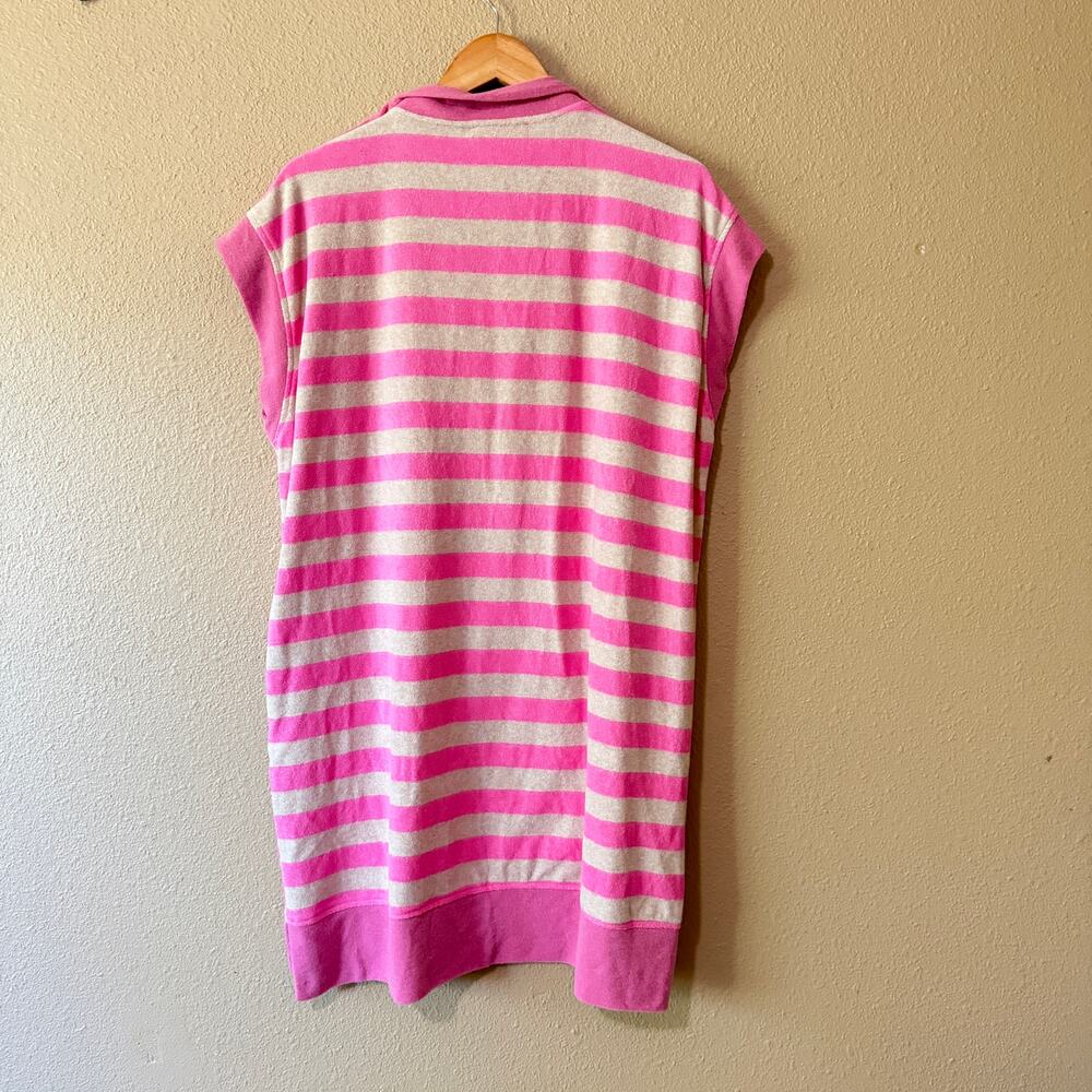 NEW Umgee Pink Terry Cloth Striped Half Zip Dress - Picture 9 of 9